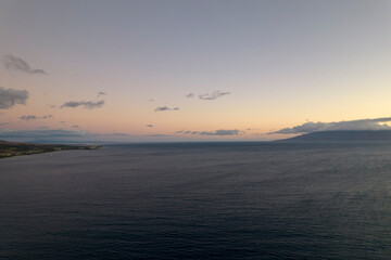 Obraz premium Sunrise over Pacific Ocean Drone