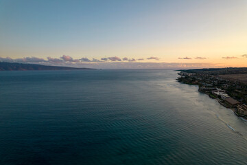Maui Hawaii Coast and Sunrise from Drone