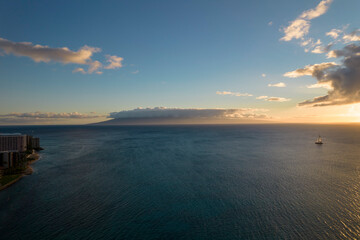 Lanai from Pacific Ocean during Sunrise