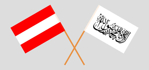 Crossed flags of Austria and Islamic Emirate of Afghanistan. Official colors. Correct proportion