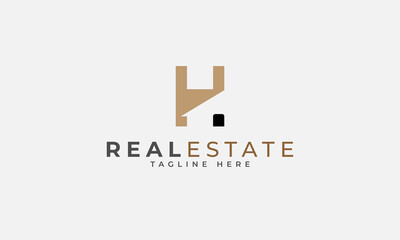 Initial H Real Estate logo, letter H and House icon combination, flat  logo design template, vector illustration