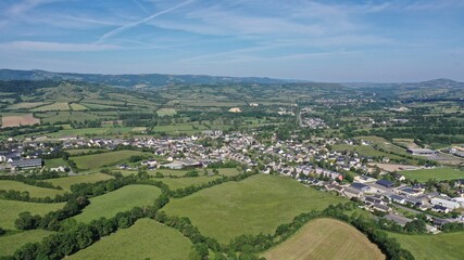 Fototapeta na wymiar Survol de l'Aveyron à Séverac d'Aveyron