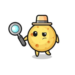 round cheese detective character is analyzing a case