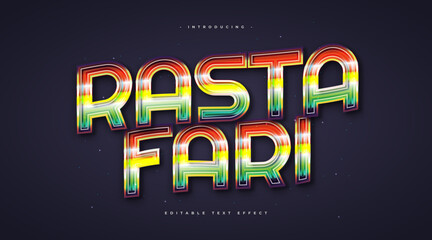 Colorful Rastafari Text Style with Glowing Effect. Editable Text Style Effect