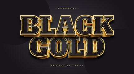 Luxury Black and Gold Text Style with 3D and Glowing Effect. Editable Text Style Effect