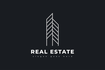 Abstract and Minimalist Real Estate Logo Design with Line Style