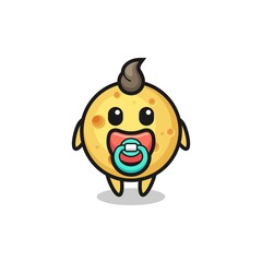 baby round cheese cartoon character with pacifier