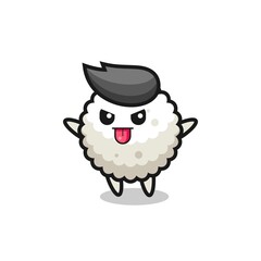 naughty rice ball character in mocking pose