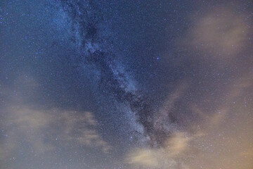 milky way on a partly cloudy sky