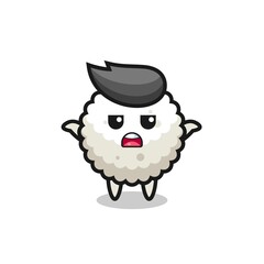 rice ball mascot character saying I do not know