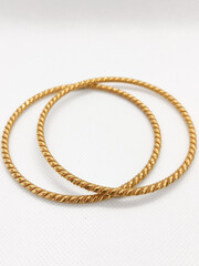Close Up Gold Bangle isolated With White Background