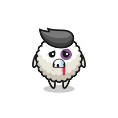 injured rice ball character with a bruised face