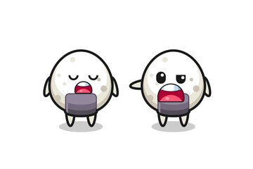 illustration of the argue between two cute onigiri characters