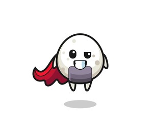 the cute onigiri character as a flying superhero