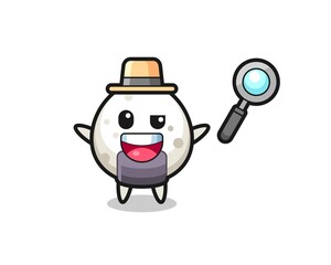 illustration of the onigiri mascot as a detective who manages to solve a case