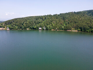 Fototapeta na wymiar Aerial summer view of Pancharevo lake, Bulgaria