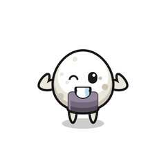 the muscular onigiri character is posing showing his muscles