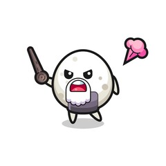 cute onigiri grandpa is getting angry