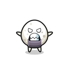 wrathful expression of the onigiri mascot character