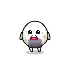 onigiri illustration with apologizing expression, saying I am sorry