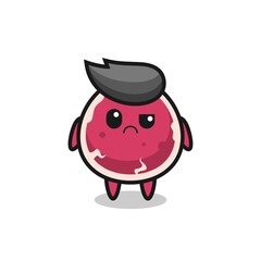 the mascot of the beef with sceptical face