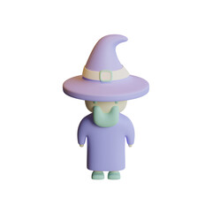 Halloween Wizard 3D Rendering Illustration Element