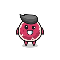 cute beef mascot with an optimistic face