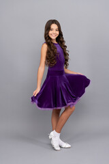 childhood. dancewear fashion clothes. happy teen girl junior ballroom dancer.
