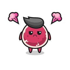 annoyed expression of the cute beef cartoon character