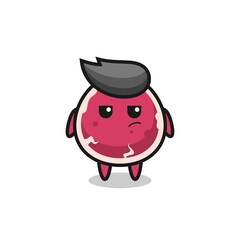 cute beef character with suspicious expression