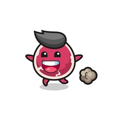 the happy beef cartoon with running pose