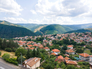 Fototapeta na wymiar Aerial view of of historical town of Klisura, Bulgaria