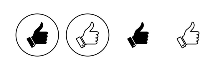 Thumbs up icon set. Hand like. Like icon vector.