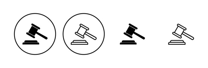Gavel icon set. judge gavel icon vector. law icon vector. auction hammer