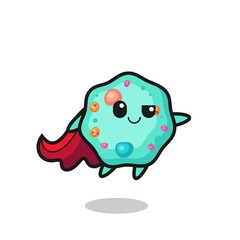 cute amoeba superhero character is flying