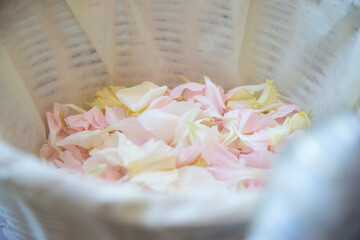 Petals for flower shower in the basket