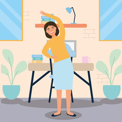 Fototapeta premium woman smiling practicing active breaks