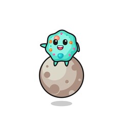 illustration of amoeba cartoon sitting on the moon