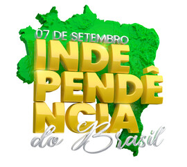 7 DE SETEMBRO, INDEPENDÊNCIA DO BRASIL, SELO 3D PARA COMPOSIÇÃO, DATA COMEMORATIVA EM FUNDO ISOLADO