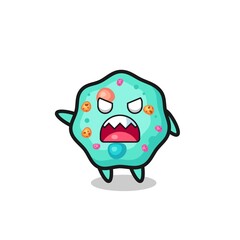 cute amoeba cartoon in a very angry pose