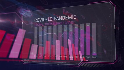 Animation of covid 19 cells and text with statistics recording