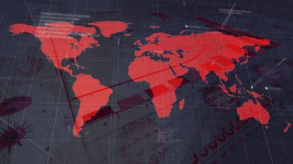 Animation of covid 19 cells and world map with statistics recording