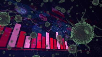 Animation of covid 19 cells with statistics recording