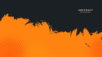 Abstract orange and black grunge texture background with halftone effect vector.