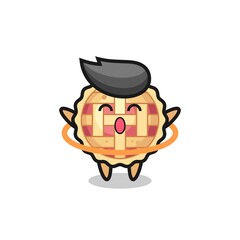 Obraz premium cute apple pie cartoon is playing hula hoop
