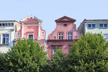 City streets, old traditional houses Poland