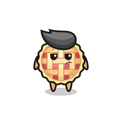 Obraz premium cute apple pie character with suspicious expression