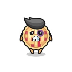 injured apple pie character with a bruised face