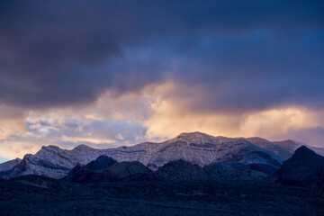 Evening sunlight reflecting on mountains