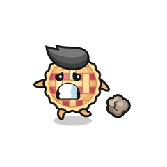 illustration of the apple pie running in fear